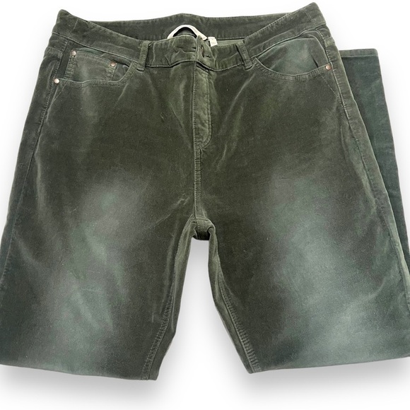 SOFT SURROUNDINGS Solid All Green Velvet Feel Pants Womens Size L Large 2at00 - Picture 2 of 6